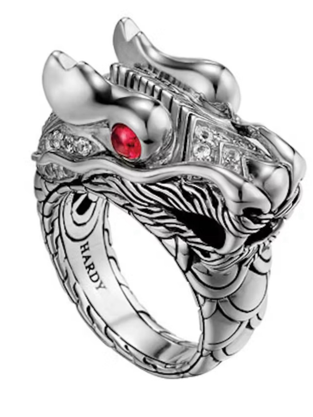 John Hardy ‘Year of the Dragon’ Sterling  Silver Dragon Ring w/ ruby & sapphires